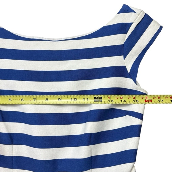 Kate Spade Dress Size 4 Blue Hyacinth Stripe Mariella Silk Blend Pleated EUC - Picture 7 of 11